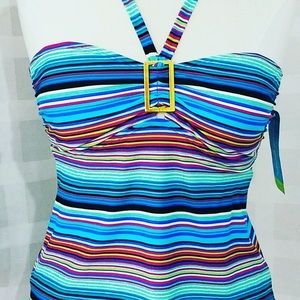 Tropical Escape Halter Top Tankini Size 16 NEw